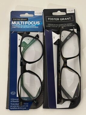 2 pack Foster Grant Multi Focus Reading Glasses and Sleeves +1.25